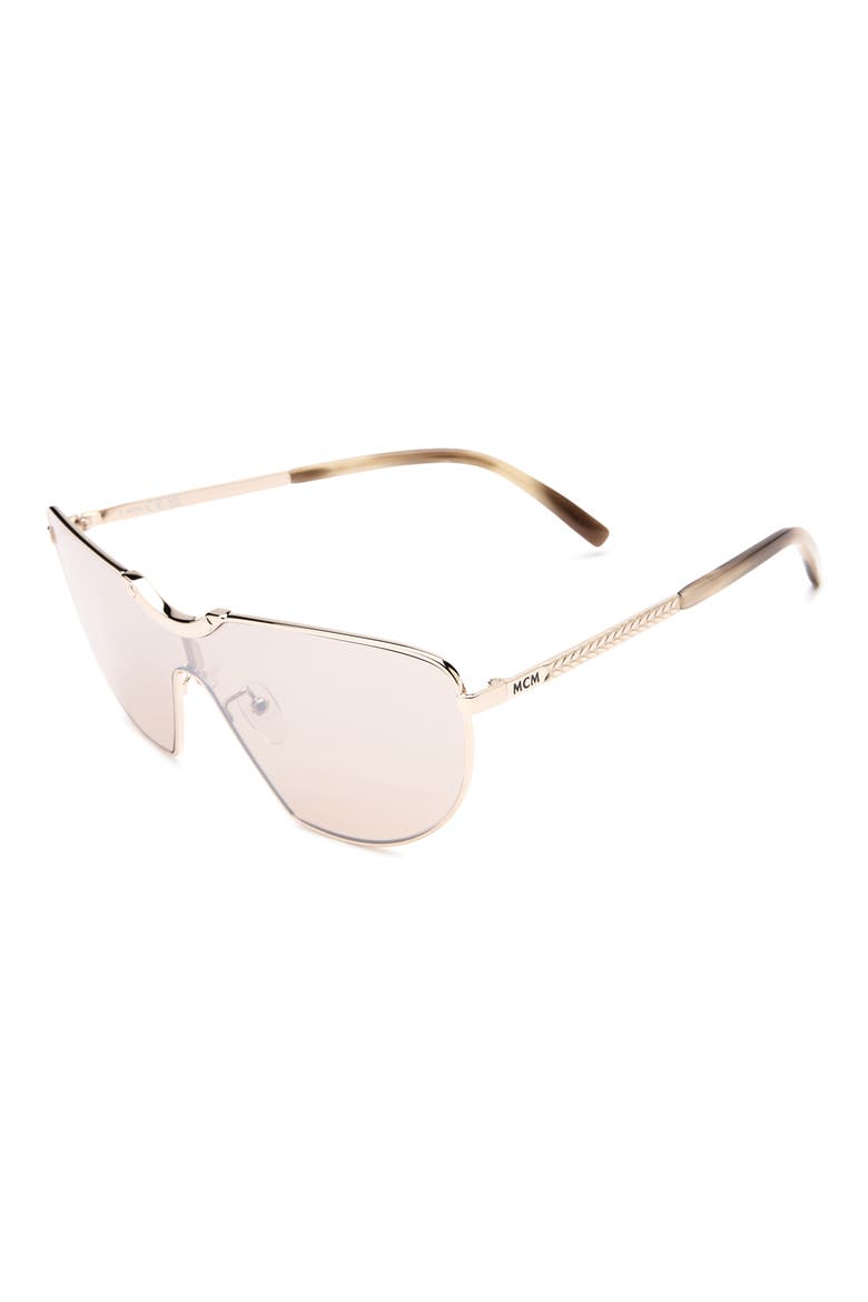 Shield Sunglasses, Alternate, color, GOLD / BROWN MIRROR