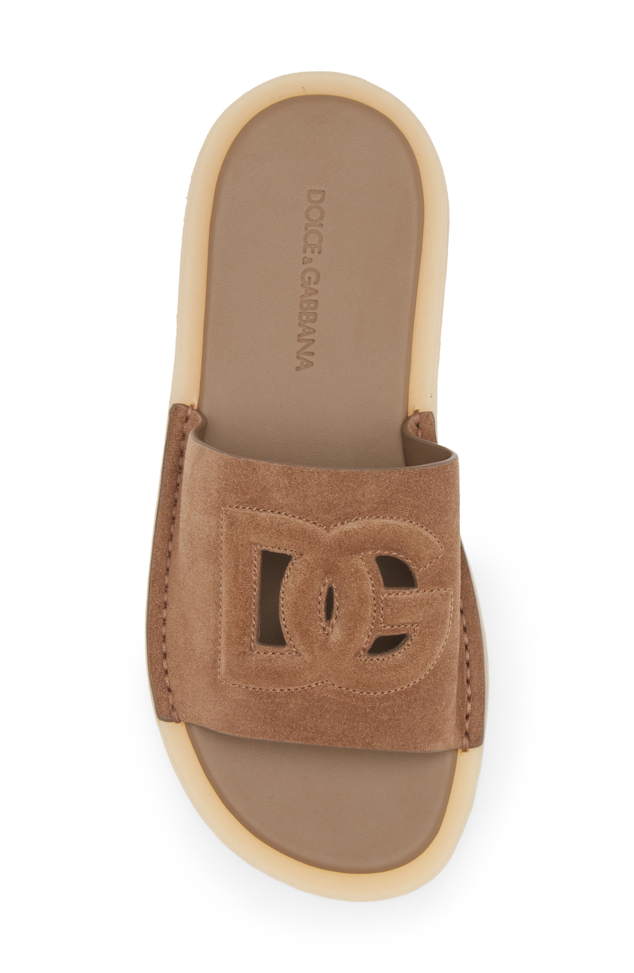Dolce&Gabbana Crosta Slide Sandal, Alternate, color, 80024-Nocciola
