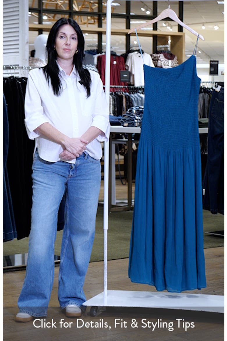 Asymmetric Smocked One-Shoulder Midi Dress video