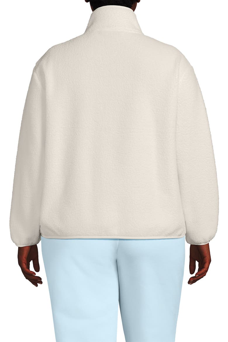 Plus Size Print Half Zip Cozy High Pile Fleece Pullover, Alternate, color, Ivory