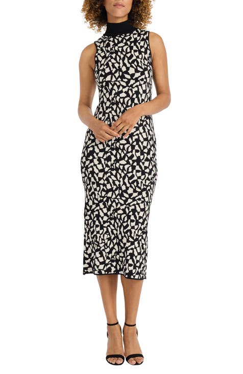 Ted Baker Dress Black and White Jammiea Geo Print Jacquard good Cocktail Dress