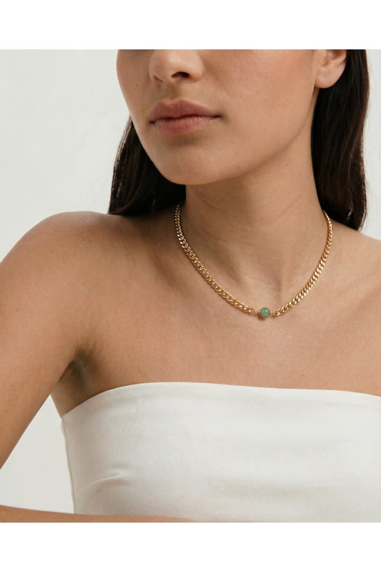 Charlotte Green jade gold chain necklace, Alternate, color, Gold