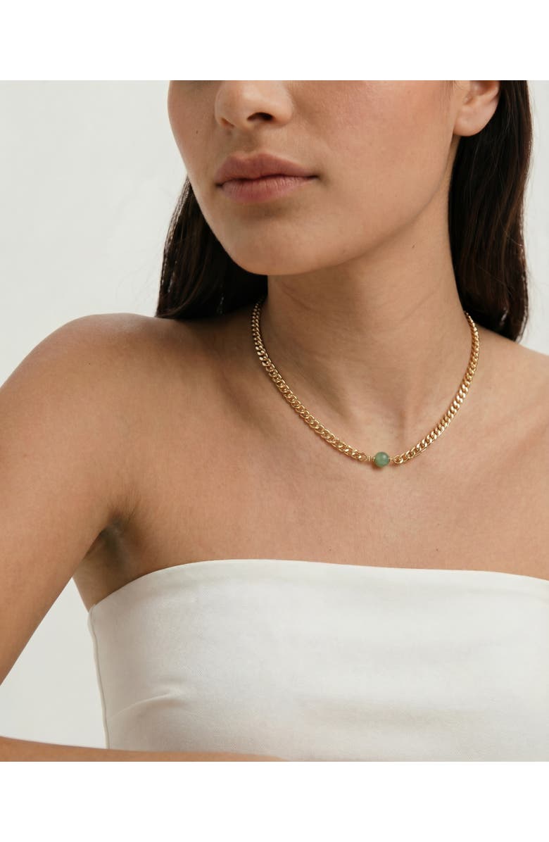 seree Charlotte Green jade gold chain necklace, Alternate, color, Gold