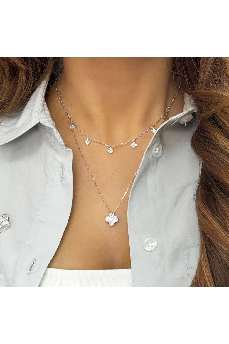 Diamond Clover Necklace, Alternate, color, White Gold