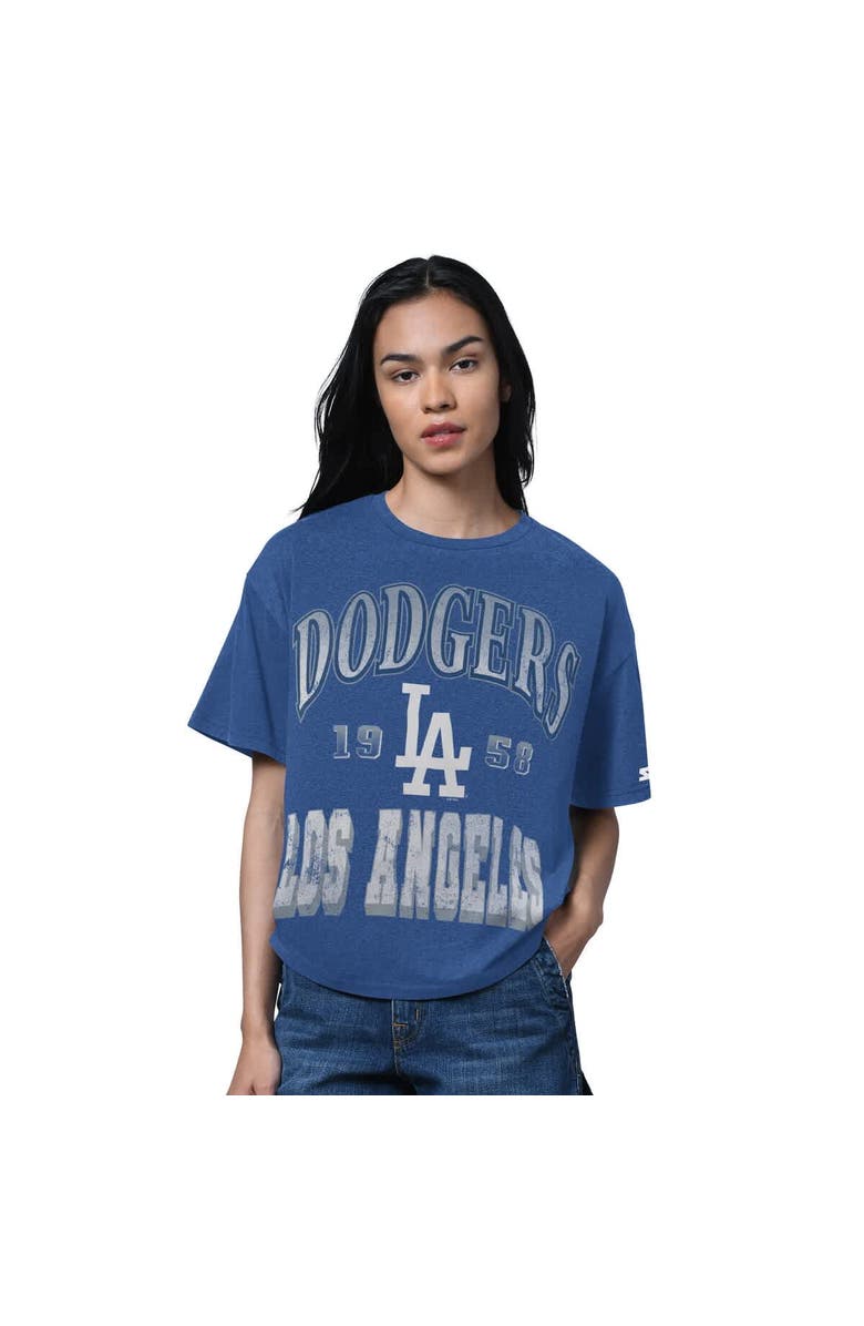 STARTER Women's Starter Heather Royal Los Angeles Dodgers Oversized Hall of Fame T-Shirt, Main, color, 