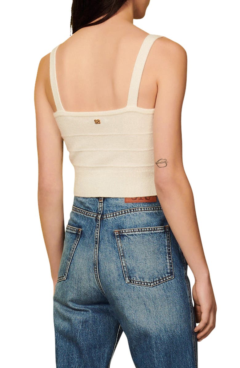 SANDRO Lucciana Crop Wool Tank, Alternate, color, Ecru