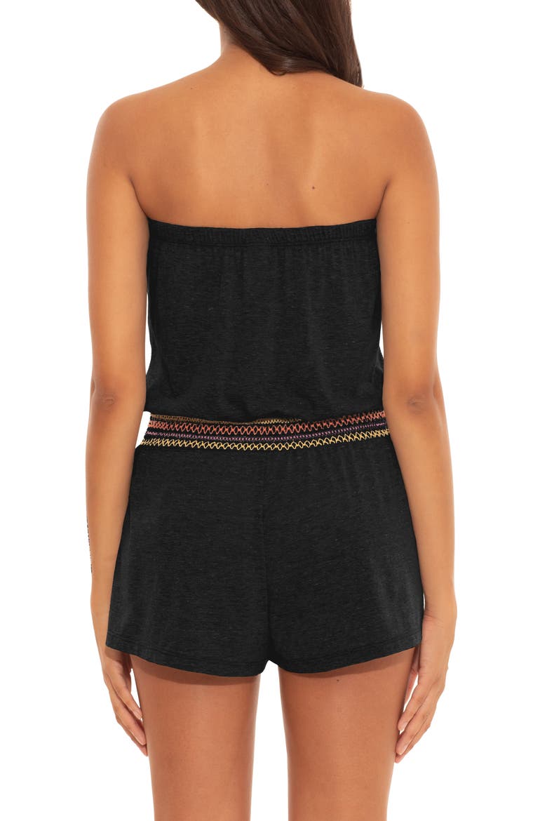 Sunset Smocked Cover-Up Romper, Alternate, color, BLACK