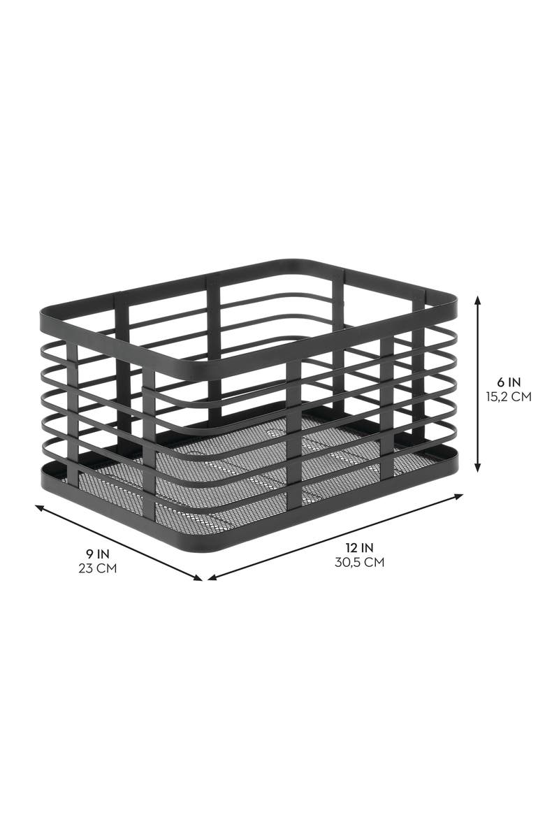 mDesign Metal Pantry Basket with Handles - Set of 2 - Matte Black, Alternate, color, Matte Black