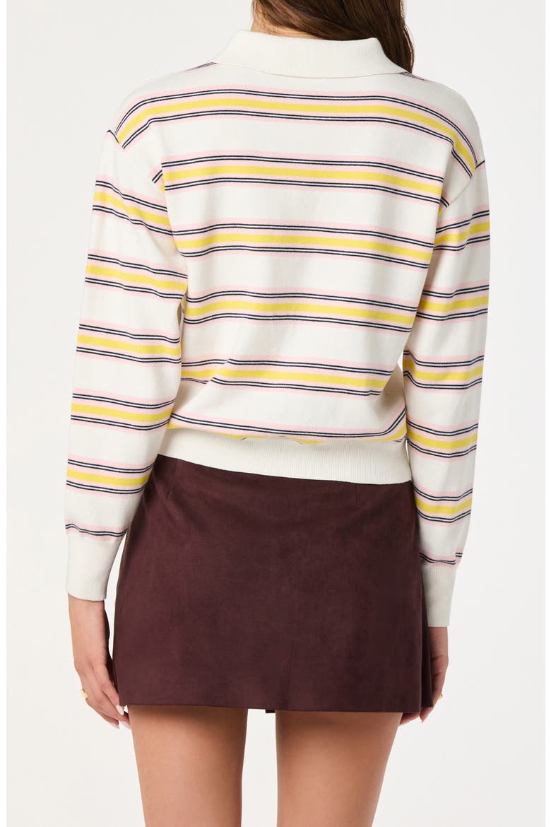 Stripe Long Sleeve Cotton Polo, Alternate, color, WHITE YELLOW STRIPE
