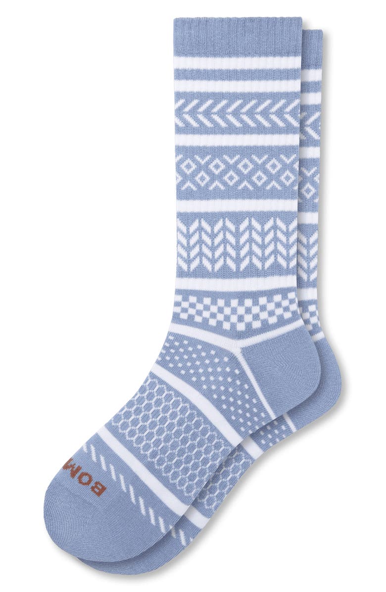 Bombas Check Fair Isle Cotton Blend Crew Socks, Alternate, color,