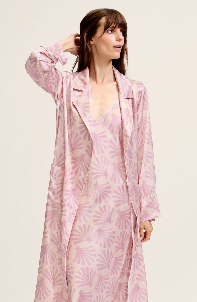 Petite Plume Silk Robe, Alternate, color, Pink
