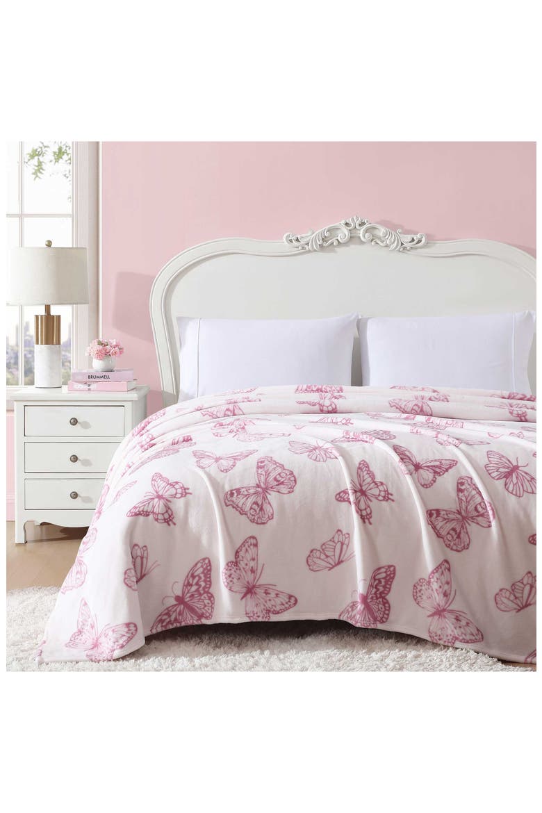 Malachite Butterfly Throw Blanket, Alternate, color, PINK