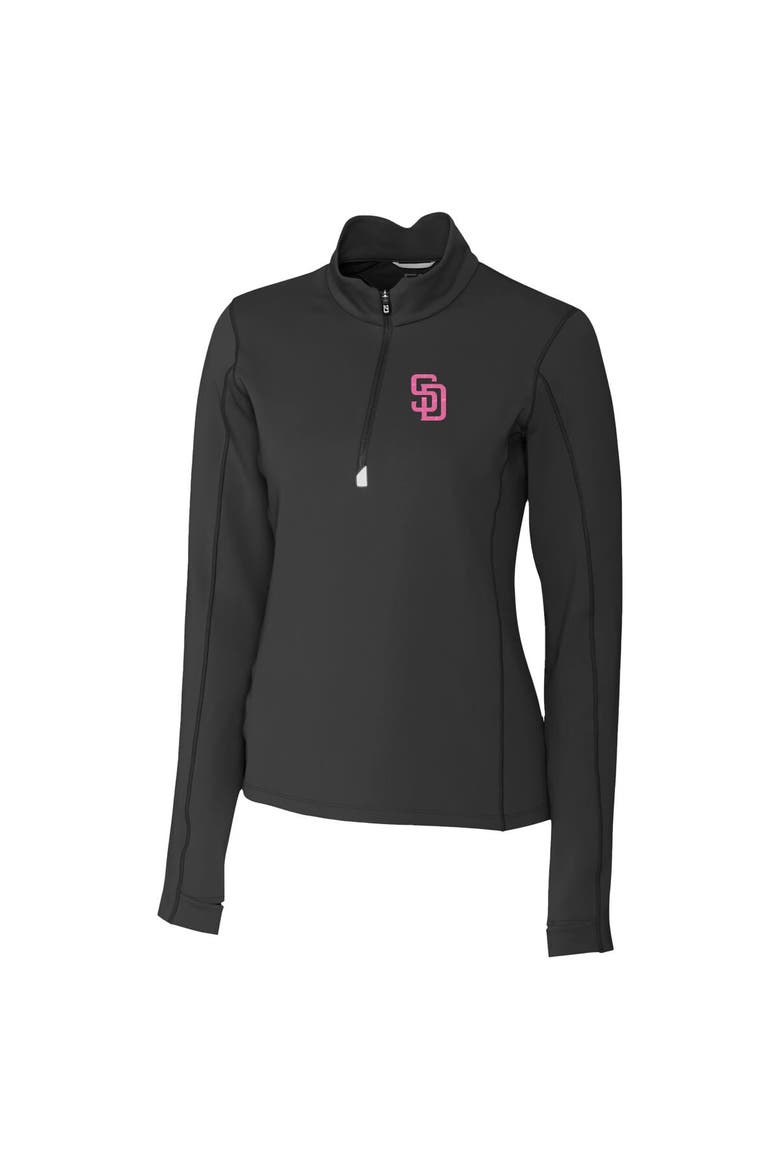 Women's Cutter & Buck Black San Diego Padres City Connect Traverse Stretch Quarter-Zip Pullover Top, Alternate, color, Black