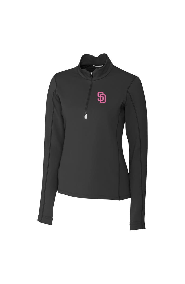 Cutter & Buck Women's Cutter & Buck Black San Diego Padres City Connect Traverse Stretch Quarter-Zip Pullover Top, Alternate, color, Black