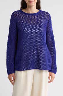 Eileen Fisher Open Stitch Organic Cotton Crewneck Sweater