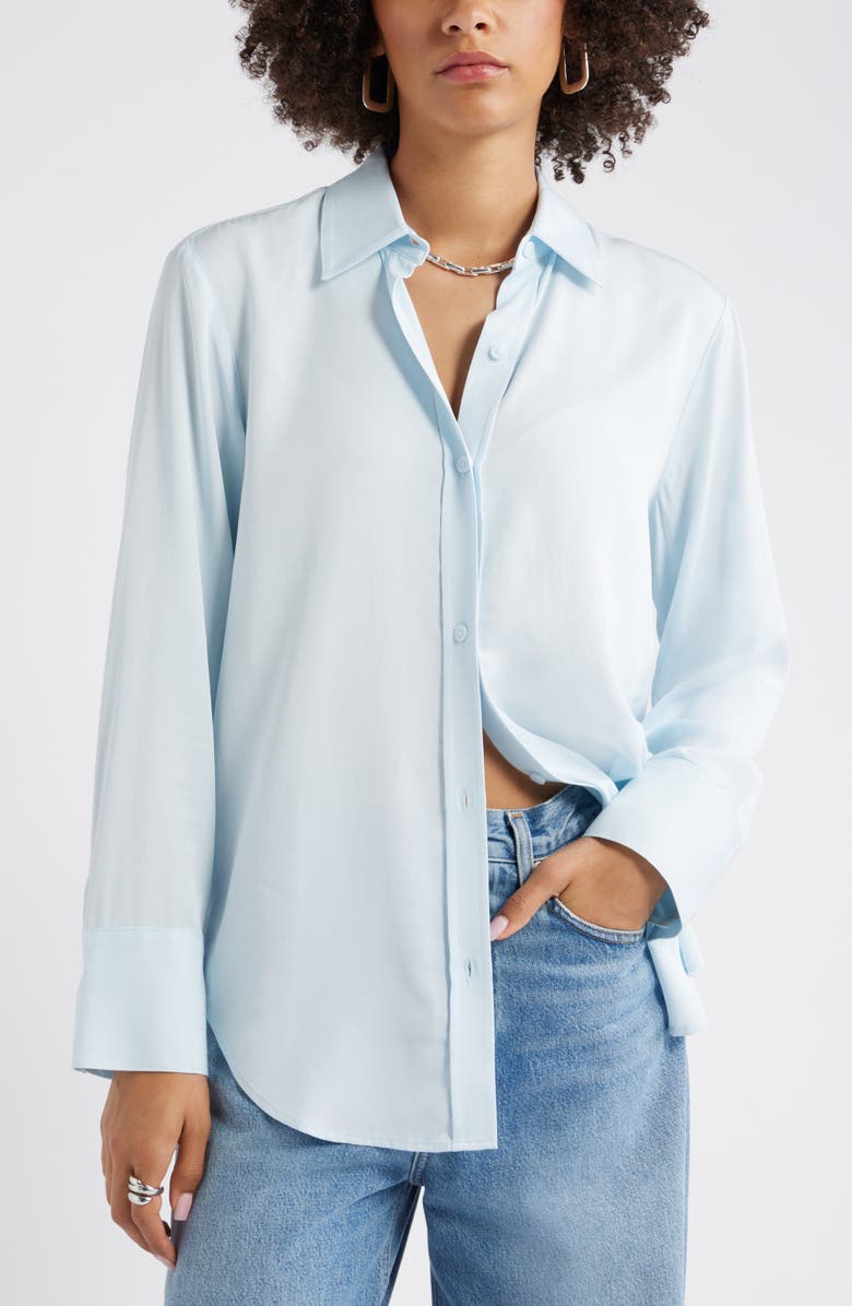 Open Edit Relaxed Fit Long Sleeve Button-Up Shirt, Main, color, Blue Delicate