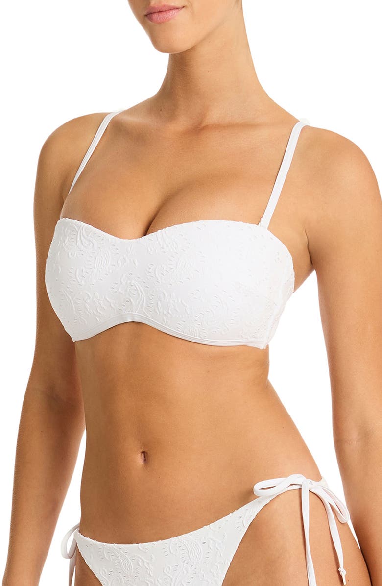 Sea Level Interlace Seamless Bandeau Bikini Top, Alternate, color, 