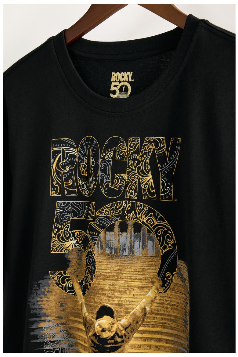 Rocky 50th Anniversary Graphic T-Shirt, Alternate, color, BLACK