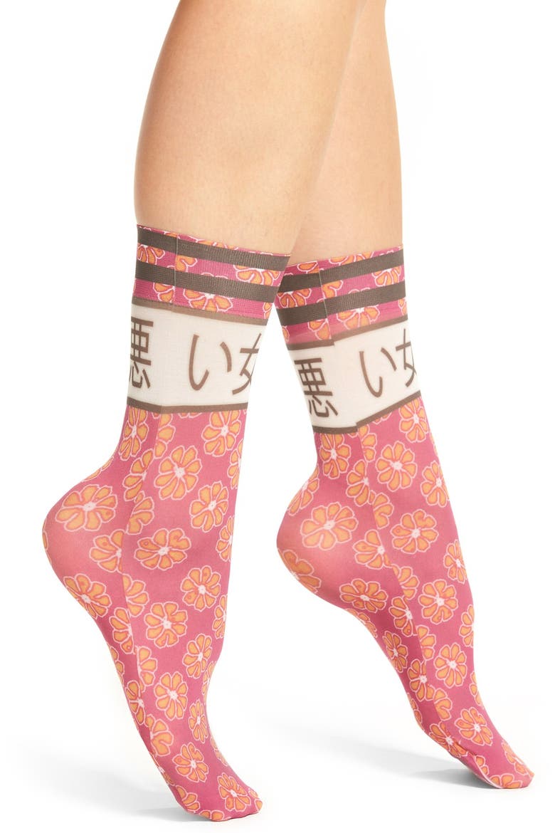 x Rihanna Bad Girl Crew Socks, Main, color, PINK