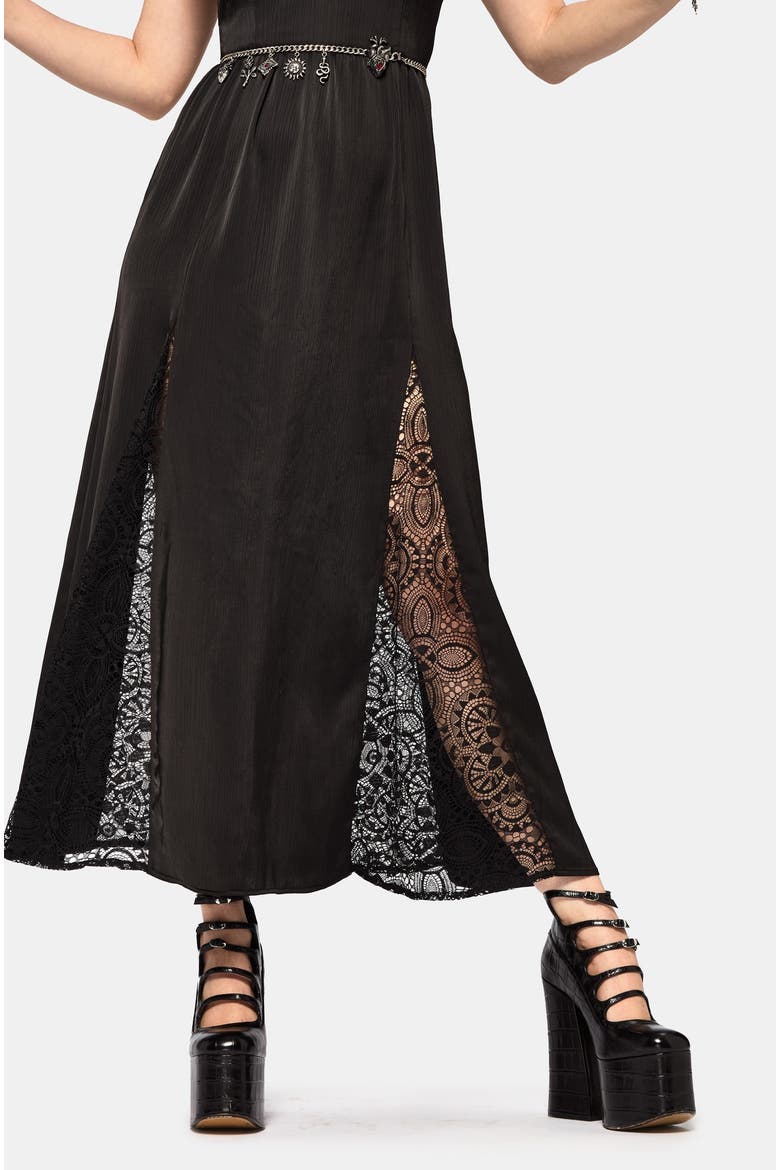 Nite Lace Godet Cami Maxi Dress, Alternate, color, Black