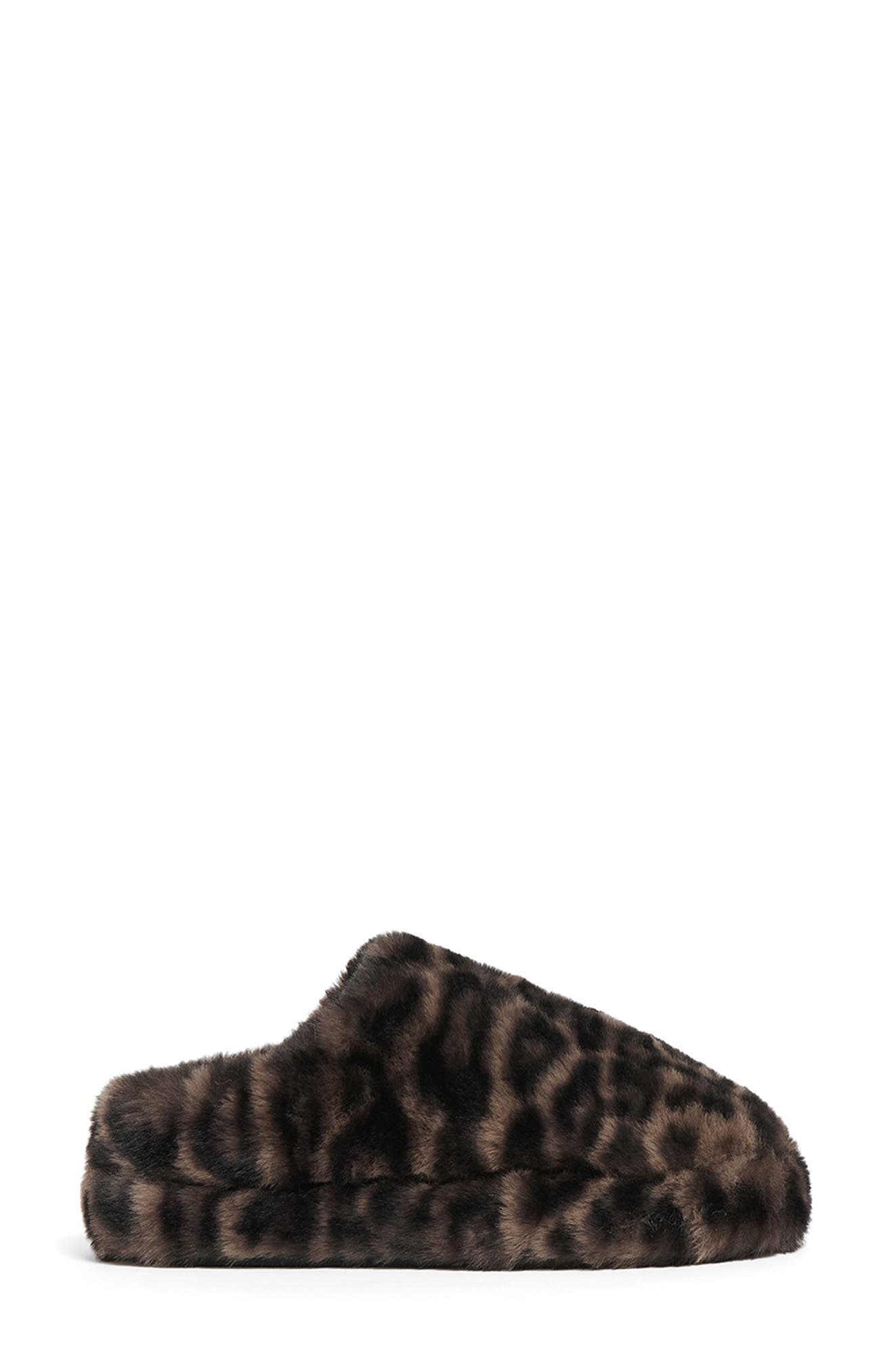 Apparis Misha Leopard Print Faux Fur Slipper, Main, color, Dark Leopard