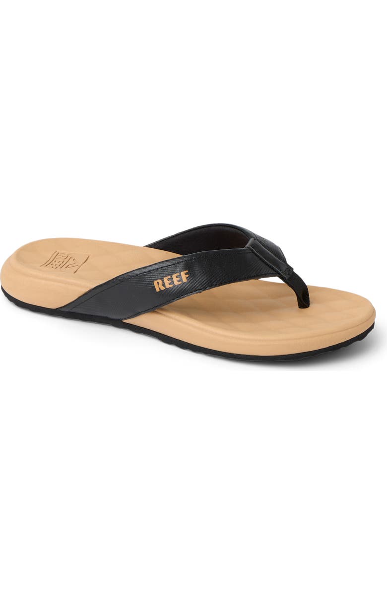 Reef Kids' Cushion Harmony Flip Flop, Main, color, Black/ Tan