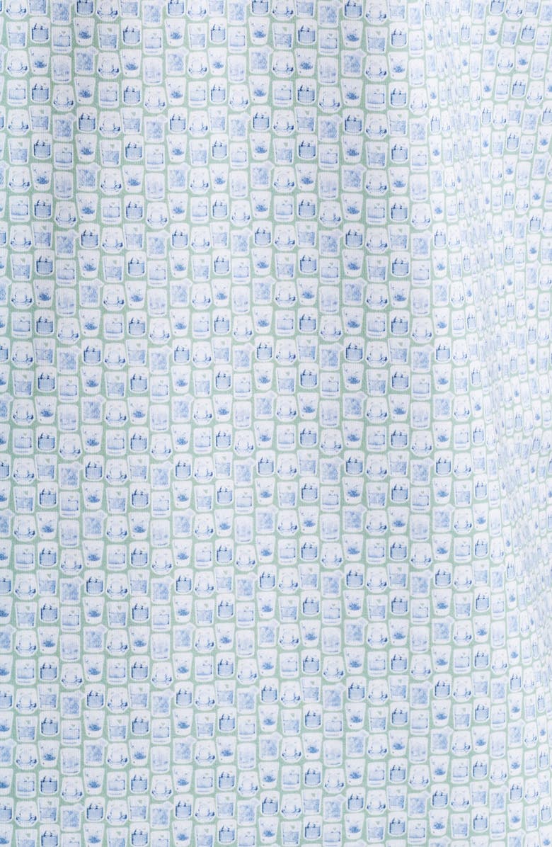 Bugatchi Miles OoohCotton<sup>®</sup> Geo Print Short Sleeve Button-Up Shirt, Alternate, color, Mint