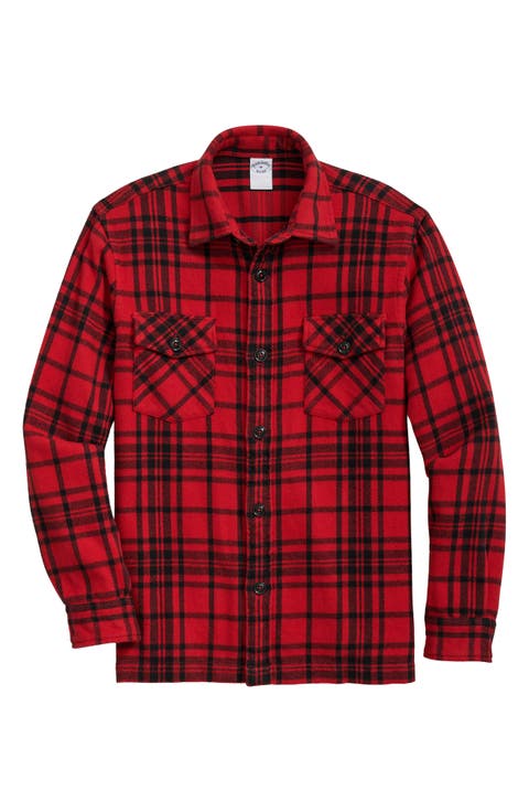 Blanket Plaid Cotton Flannel Button-Up Overshirt