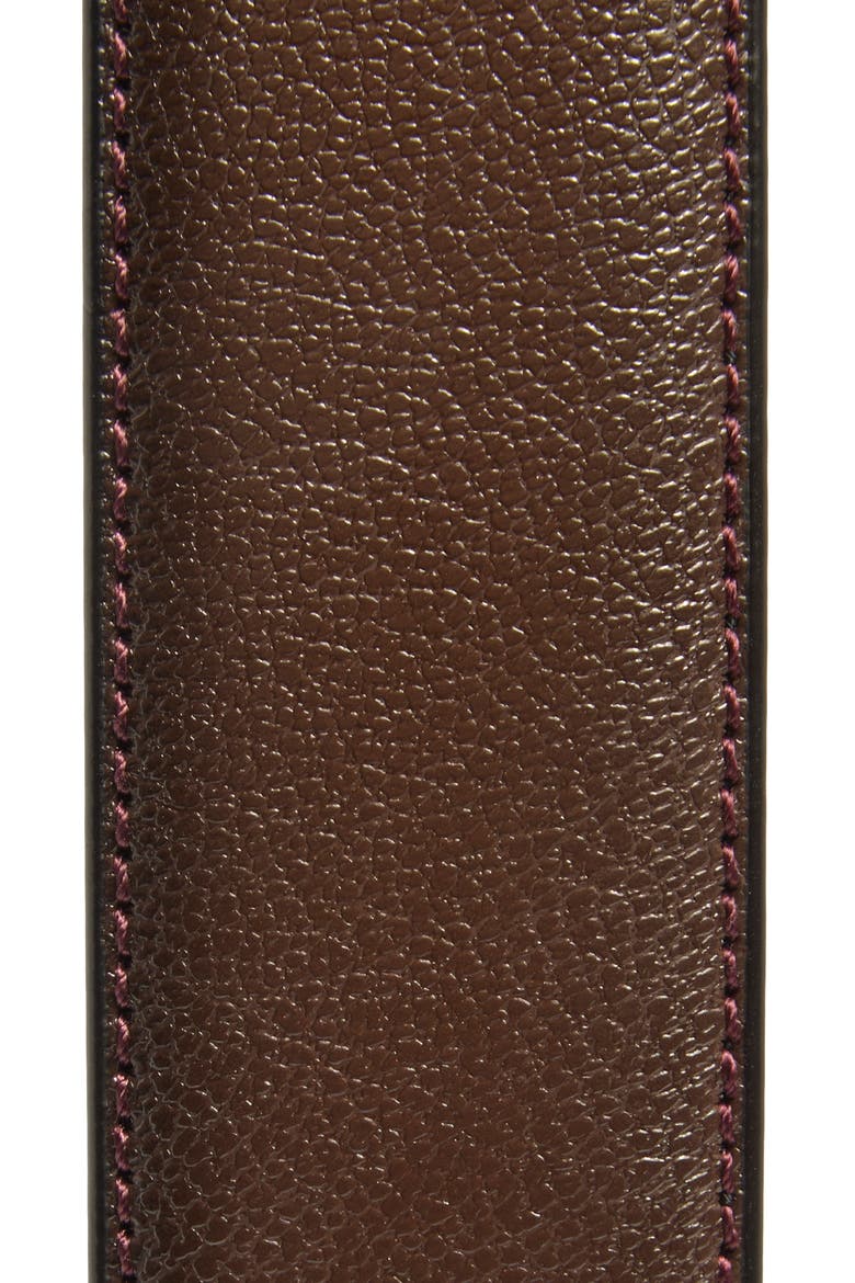 Feather Edge Burnished Leather Belt, Alternate, color, BROWN