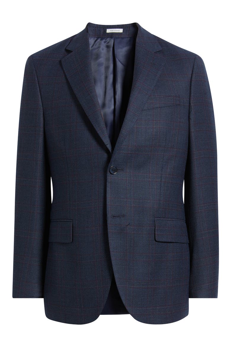 Flynn Classic Fit Blue Plaid Wool Sport Coat, Alternate, color, BLUE