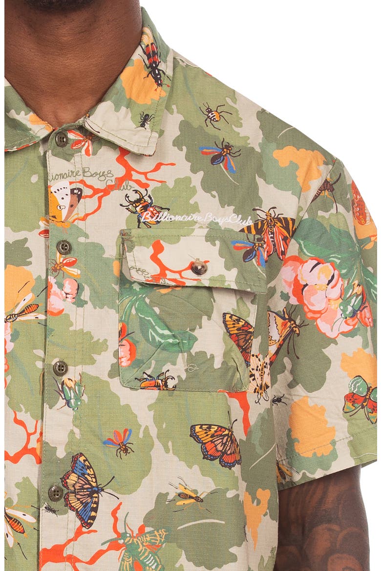 BB Foliage Short Sleeve Cotton Ripstop Button-Up Shirt, Alternate, color, PALE MARIGOLD