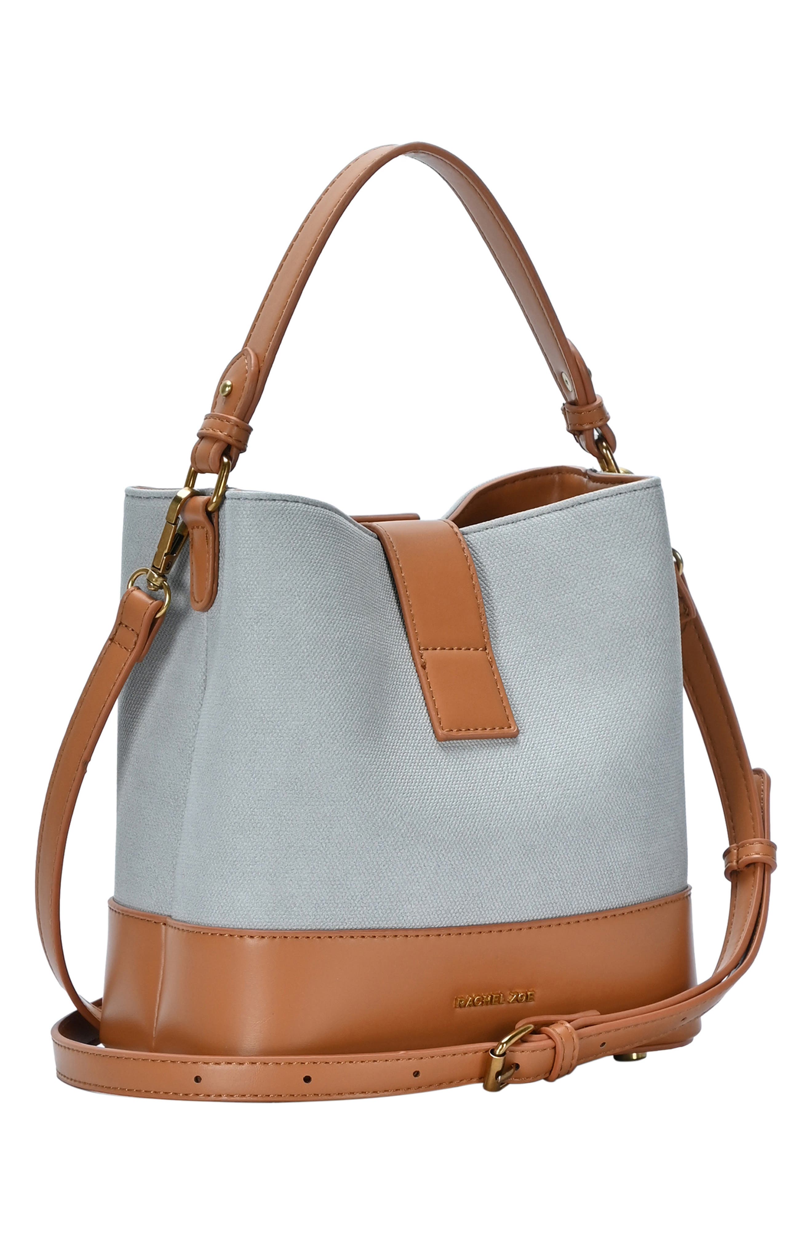 Canvas Buckle Bucket Bag, Alternate, color, GREY