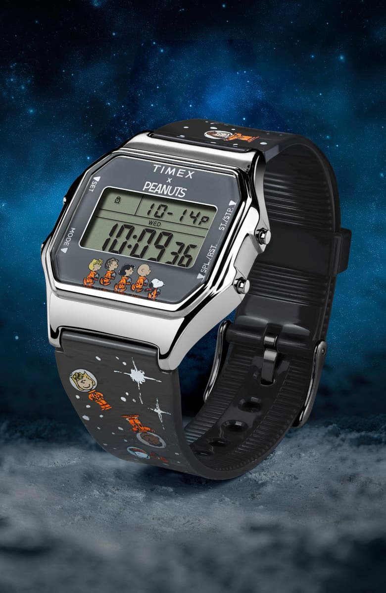 Timex<sup>®</sup> x Peanuts<sup>®</sup> T80 Space Collection Resin Strap Watch, 34mm, Alternate, color, Digital
