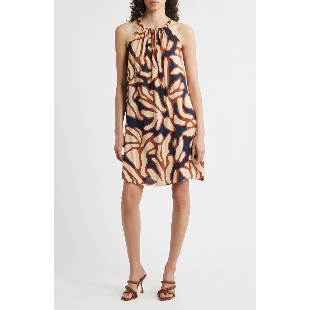 halogen(r) Beaded Halter Dress in Camel Beige  product