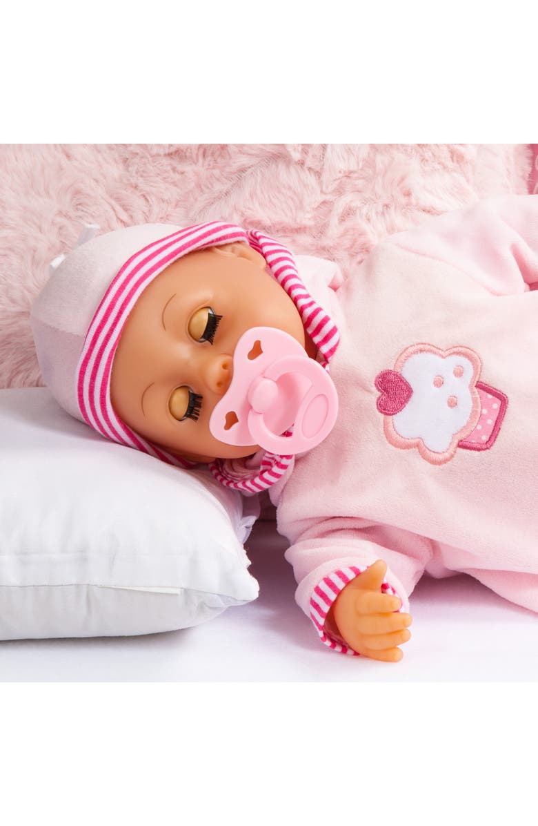 Bayer Design First Words Baby Pink Cupcake 24 Sounds 15" Doll Pacifier & Bottle, Alternate, color, Multicolored