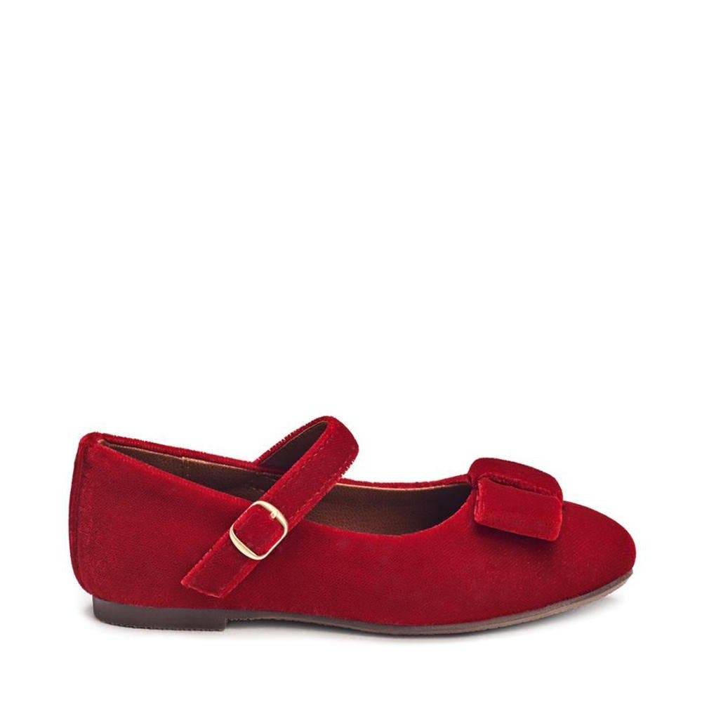 Ellen Velvet Bow Flats, Main, color, Red