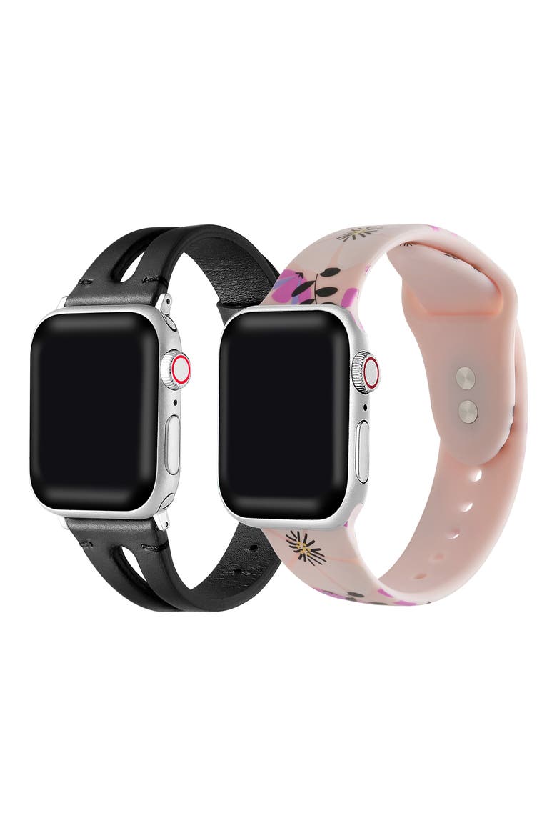 Sage Leather and Silicone Watchband Set of 2, Main, color, ASSORTED