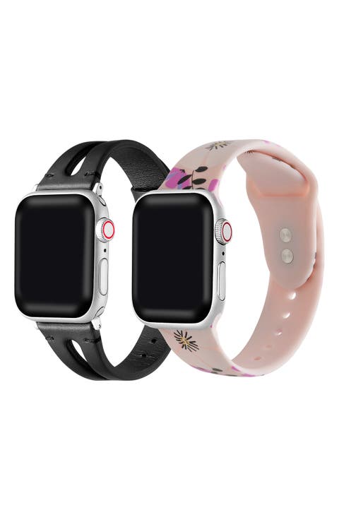 Sage Leather and Silicone Watchband Set of 2