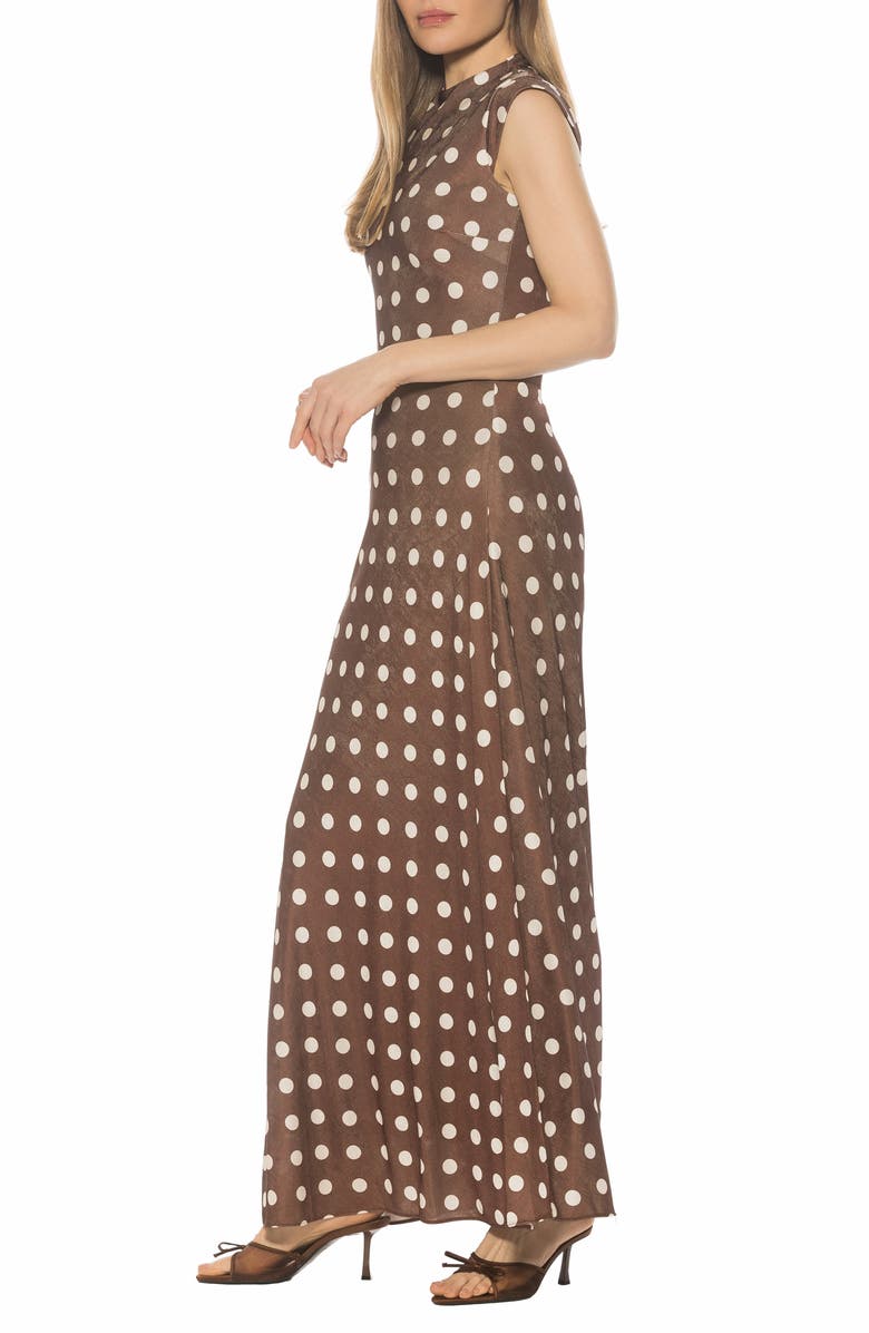 Alexia Admor Nalani Mock Neck Maxi Dress, Alternate, color, Brown Polka