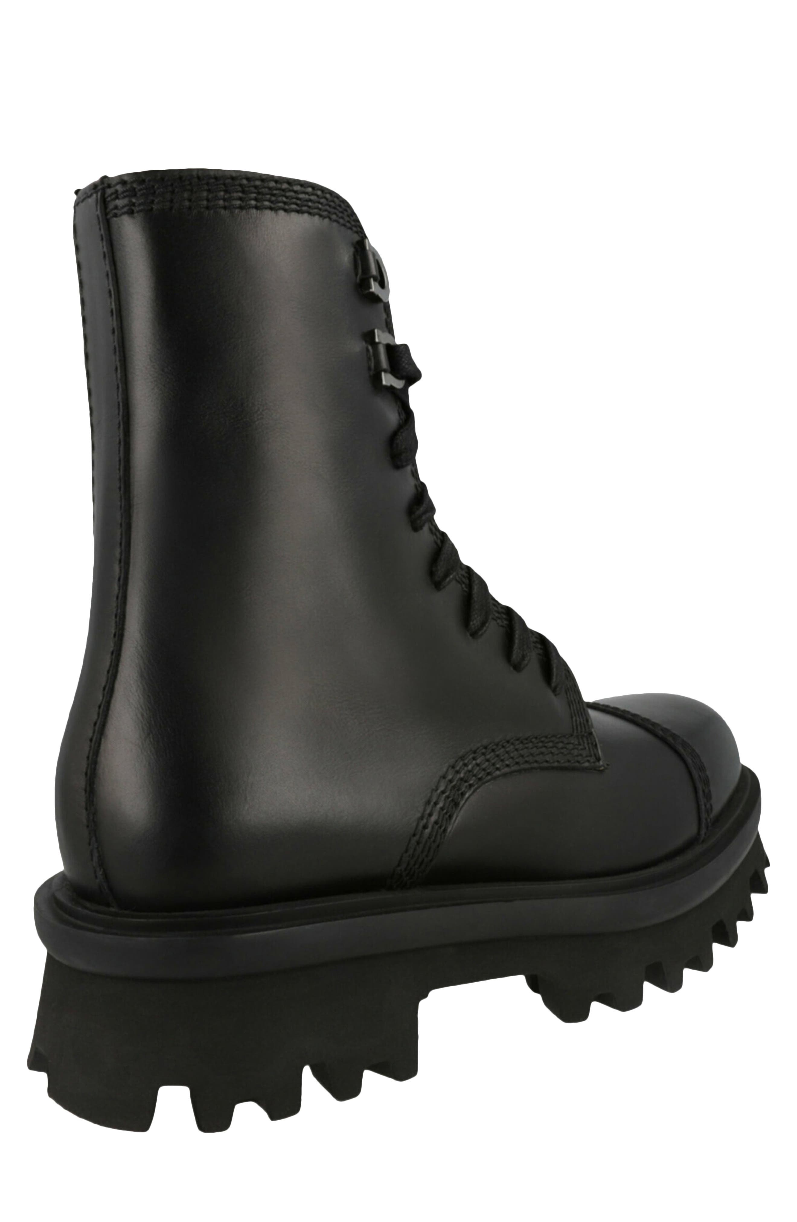 FERRAGAMO Faraway Lug Sole Combat Boot, Alternate, color, Black