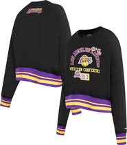 PRO STANDARD Women's Pro Standard Black Los Angeles Lakers Area Code Cropped Pullover Sweatshirt