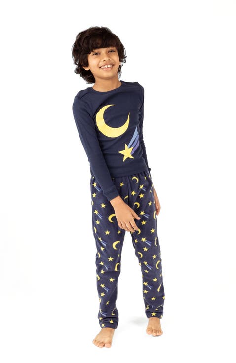 Kids Cotton Top & Fleece Pants Printed Matching Family Holiday Pajamas (Toddler, Little Kid & Big Kid)