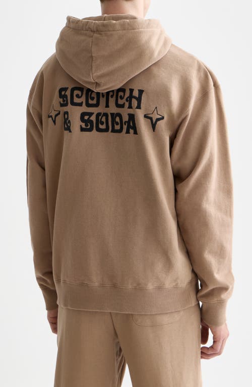 Scotch & Soda Relaxed Fit Logo Cotton Fleece Hoodie In Brown