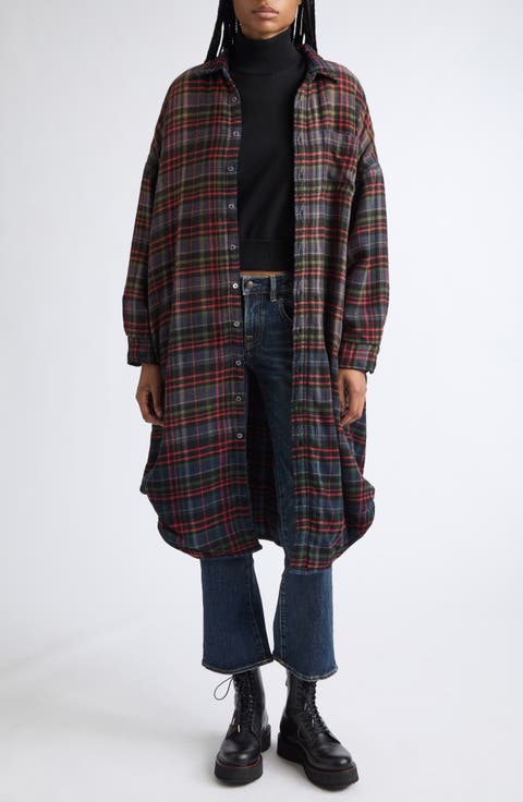 Padded Jumbo Plaid Shirtdress