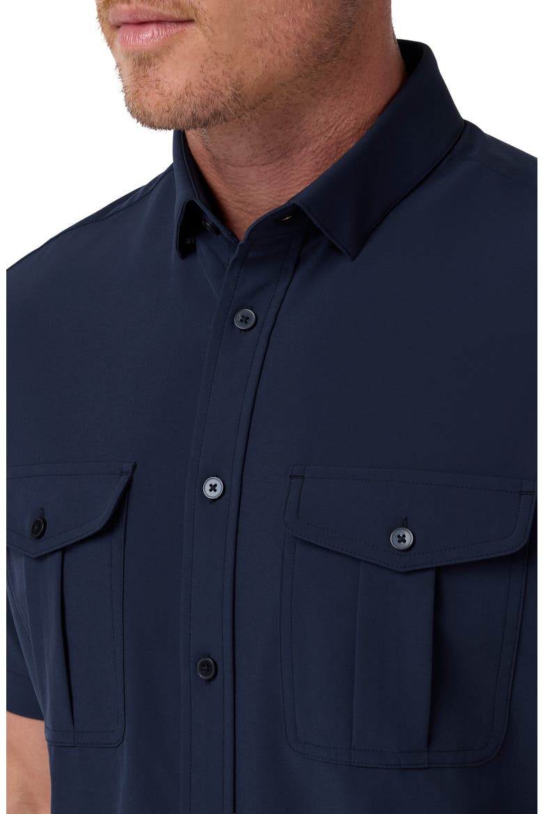 Leeward Tailgate Performance Short Sleeve Button Up Shirt, Alternate, color, NAVY