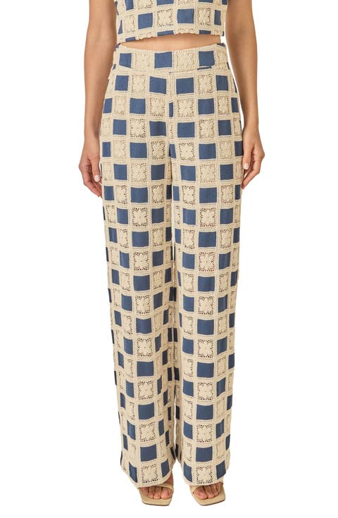 Embroidered Wide Leg Pants