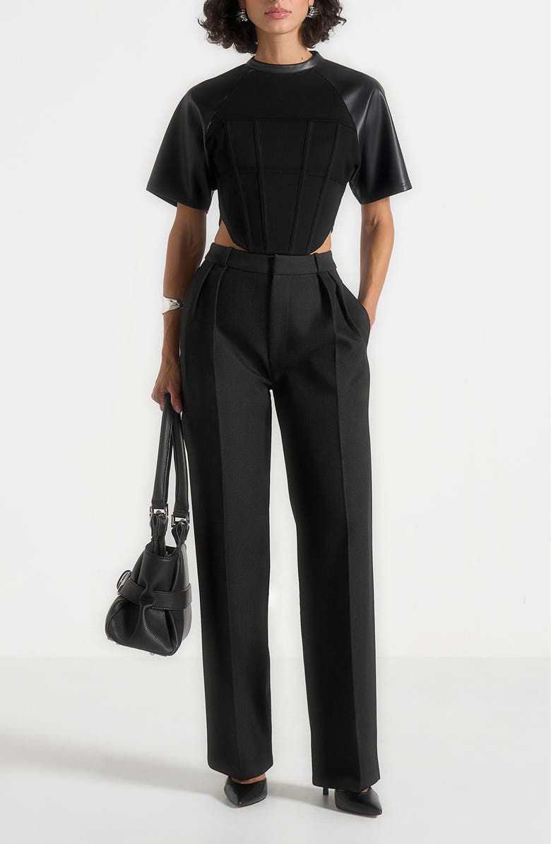 Manière De Voir Juline Corset T-Shirt, Alternate, color, Black