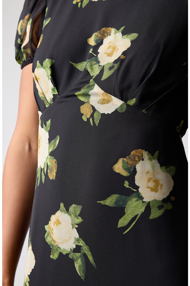 Jensen Puff Sleeve Open Back Maxi Dress, Alternate, color, BLACK / GOLD FLORAL