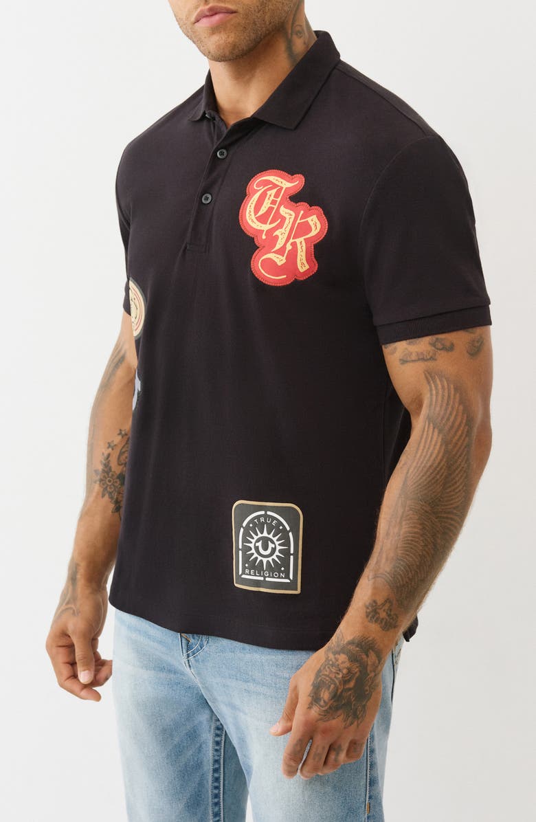 True Religion Relaxed Patchwork Cotton Polo, Alternate, color, 