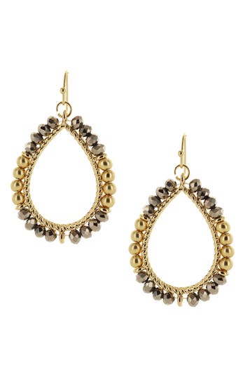 Olivia Welles Beaded Bri Earrings In Gold/grey